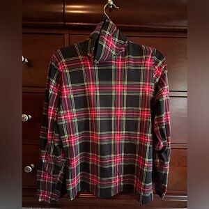 J.CREW Factory Women's Black Tartan Plaid Holiday Tissue Turtleneck Size Medium